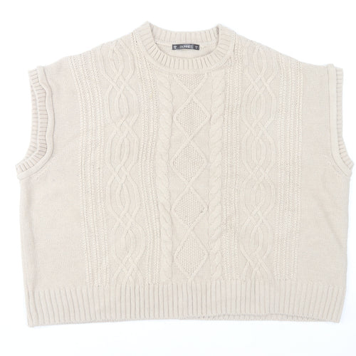 Dunnes Stores Women Beige Acrylic Cable Knit Vest XL