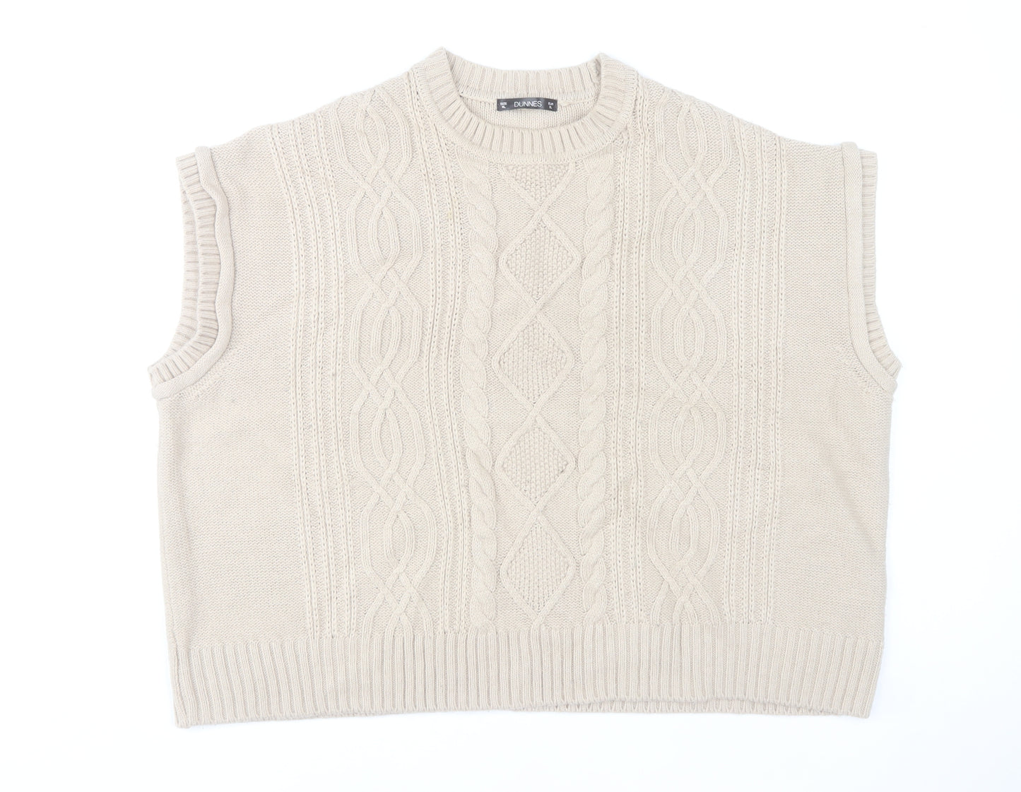 Dunnes Stores Women Beige Acrylic Cable Knit Vest XL