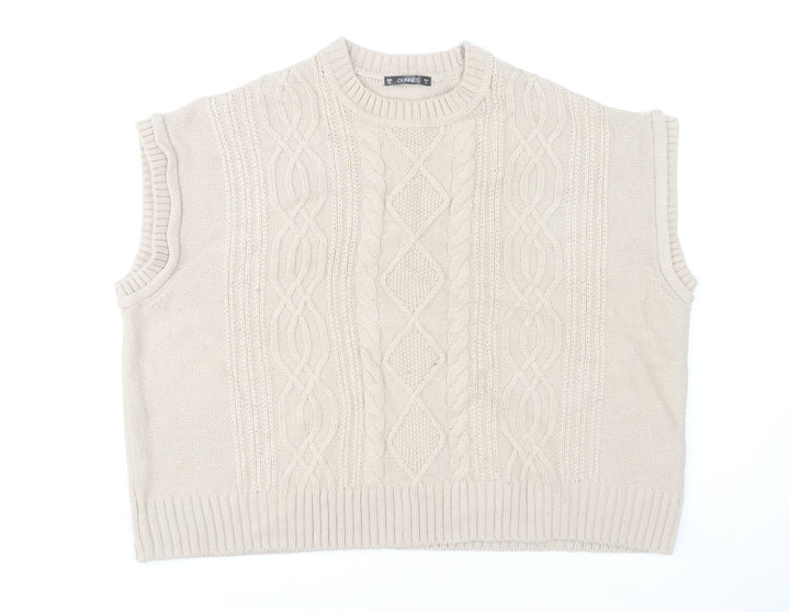 Dunnes Stores Women Beige Acrylic Cable Knit Vest XL
