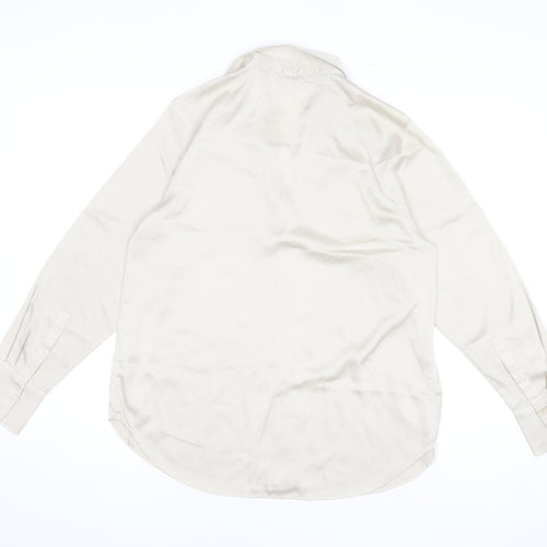 H&M Women Beige Button-Up Collared Blouse Size 12