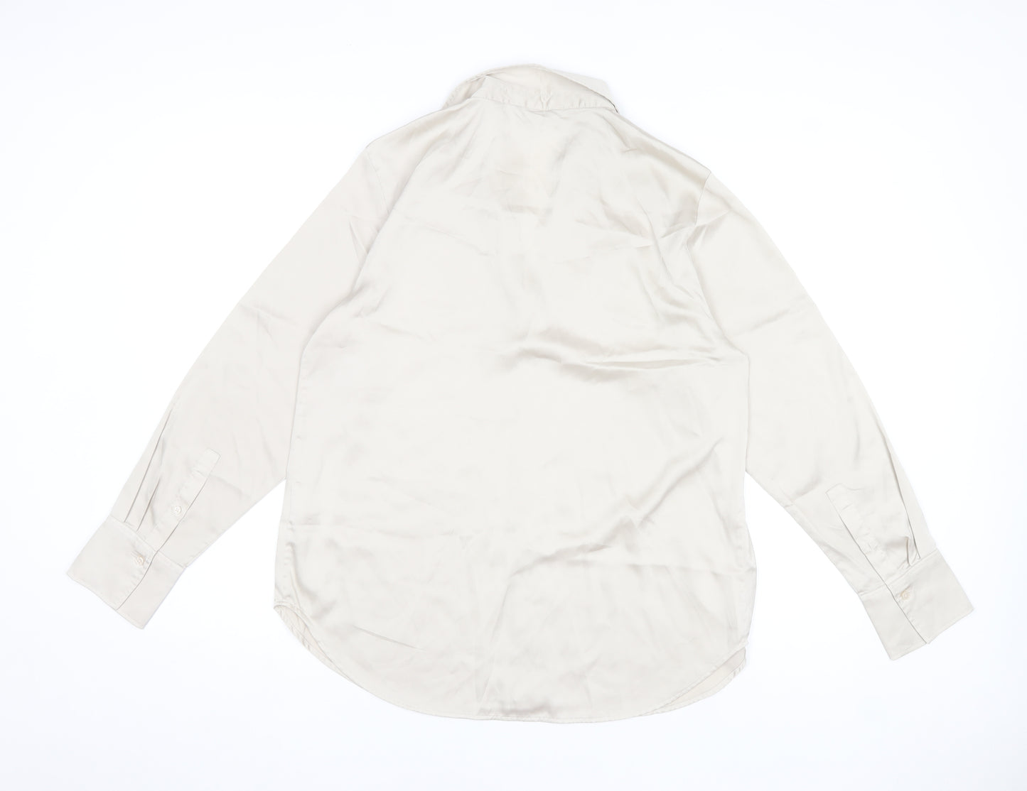 H&M Women Beige Button-Up Collared Blouse Size 12