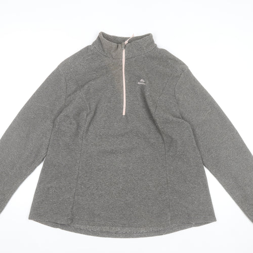 Decathlon Quechua Women Grey 1/4 Zip Fleece Sweatshirt 2XL