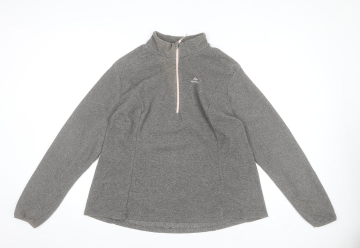 Decathlon Quechua Women Grey 1/4 Zip Fleece Sweatshirt 2XL