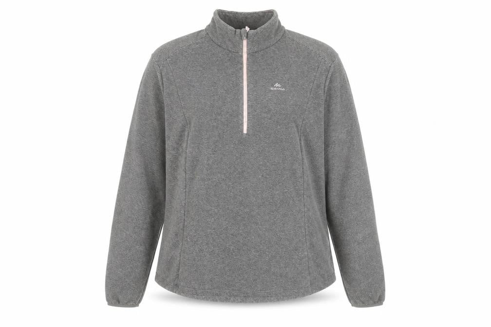 Decathlon Quechua Women Grey 1/4 Zip Fleece Sweatshirt 2XL