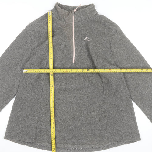 Decathlon Quechua Women Grey 1/4 Zip Fleece Sweatshirt 2XL