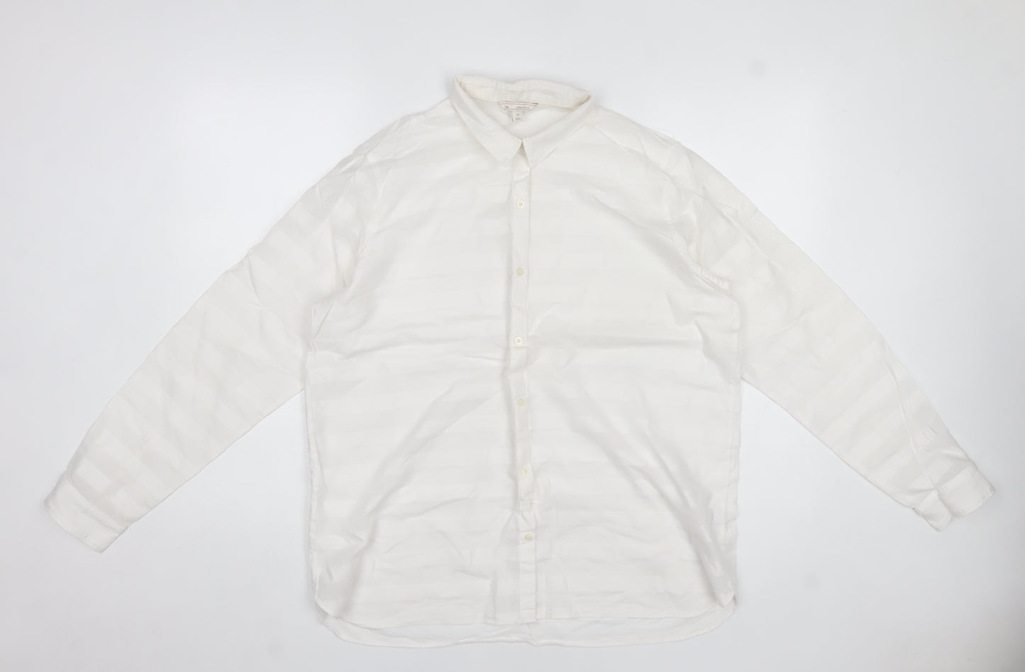 Gap Womens White Cotton Long Sleeve Collared Button-Up Shirt L
