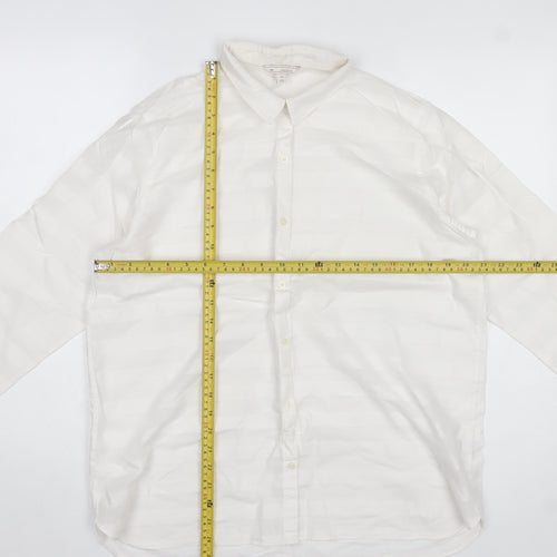 Gap Womens White Cotton Long Sleeve Collared Button-Up Shirt L