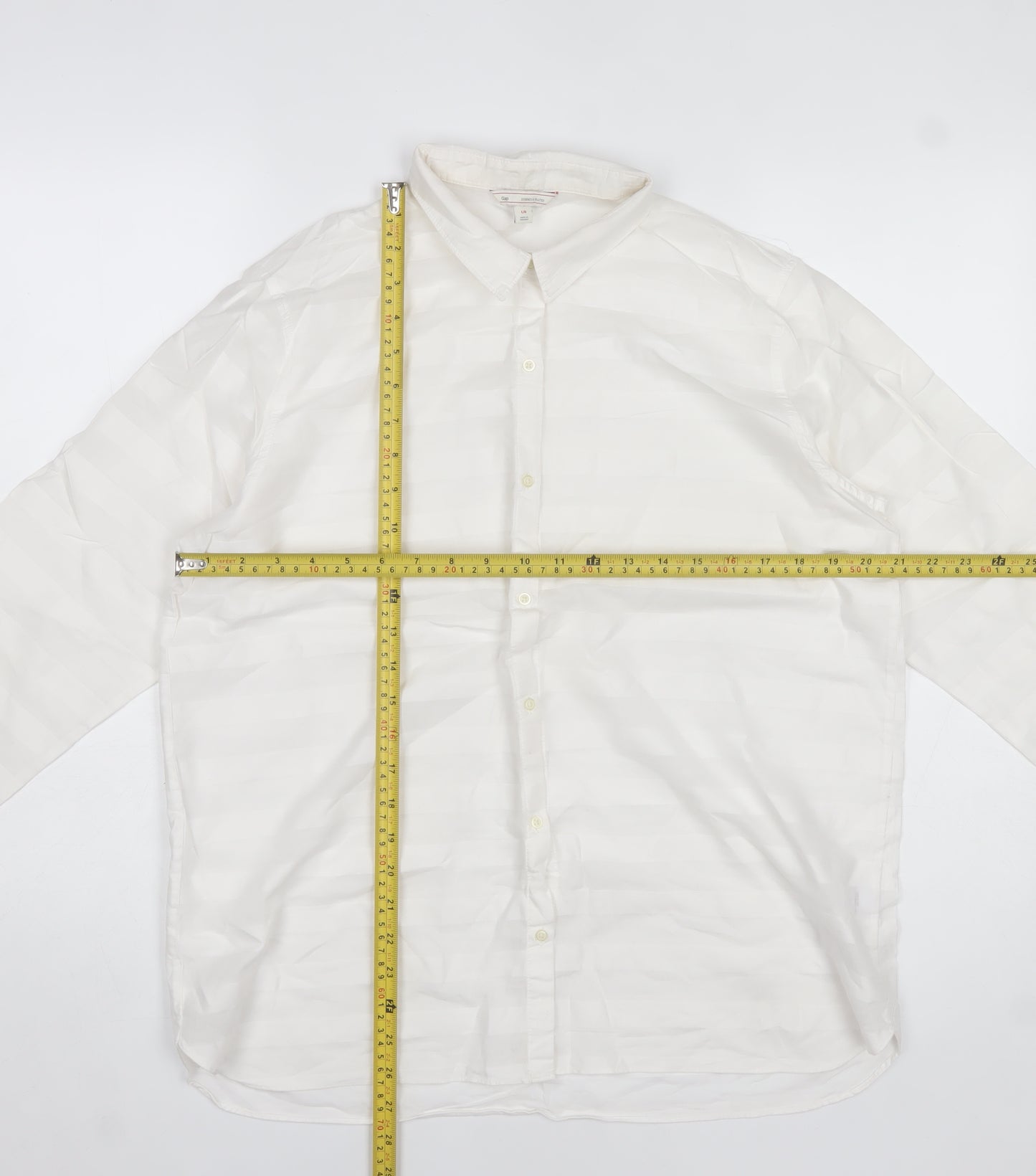 Gap Womens White Cotton Long Sleeve Collared Button-Up Shirt L