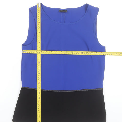 Vila Womens Blue Black Colourblock Sleeveless Blouse XS