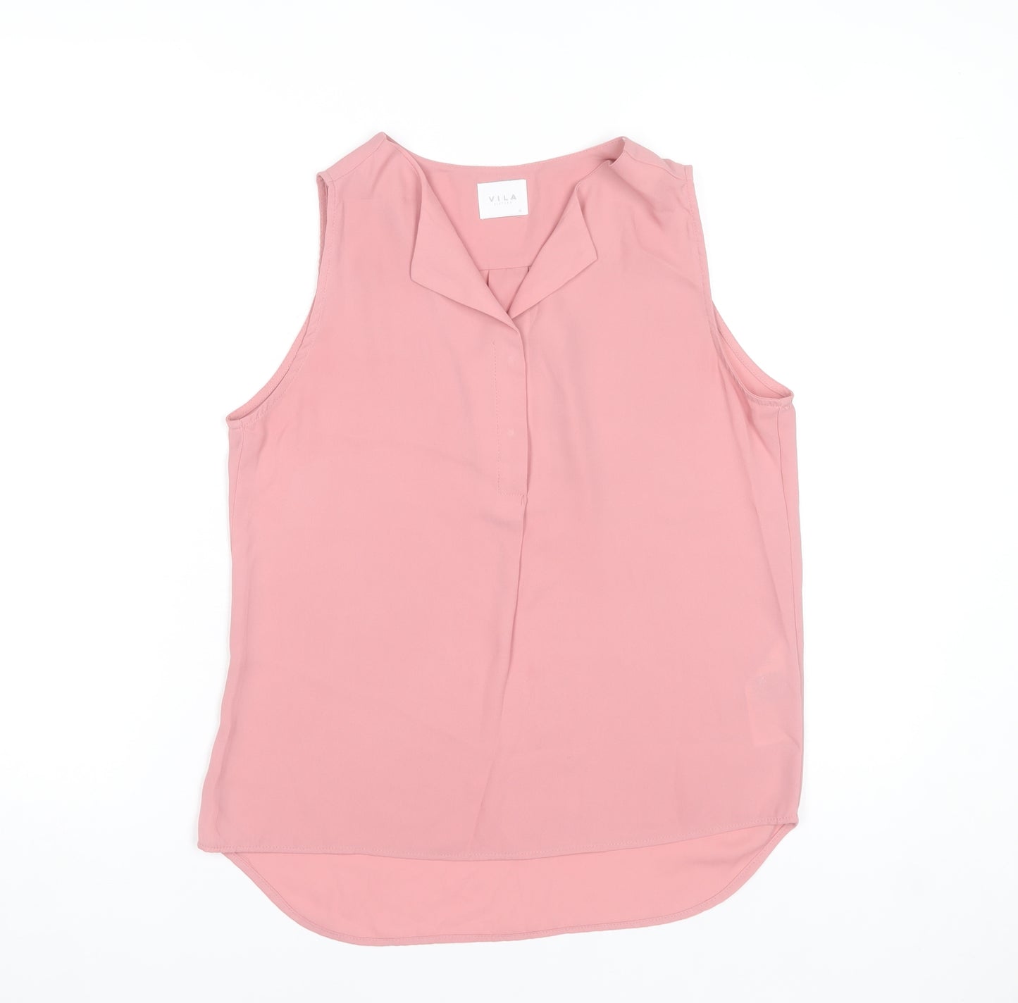 Vila Women's Pink Sleeveless Collared Polyester Blouse XS