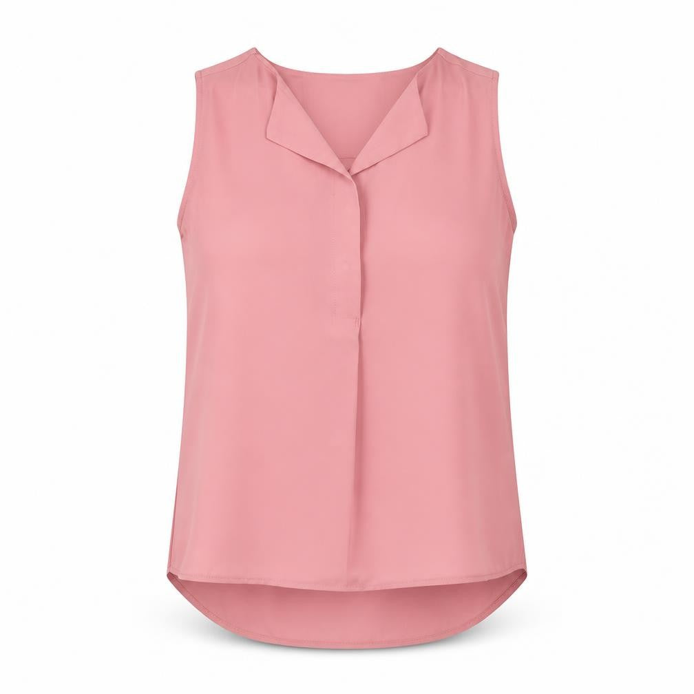 VILA Women's Pink Sleeveless Collared Polyester Blouse XS