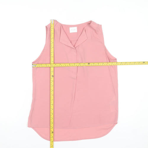 Vila Women's Pink Sleeveless Collared Polyester Blouse XS