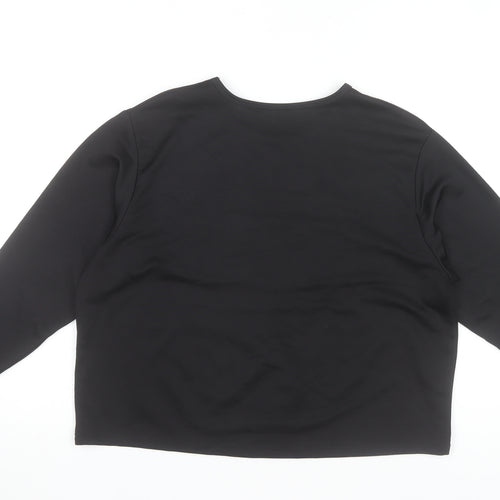Zara Women Black Embroidered Floral Long Sleeve Tunic Top Size M