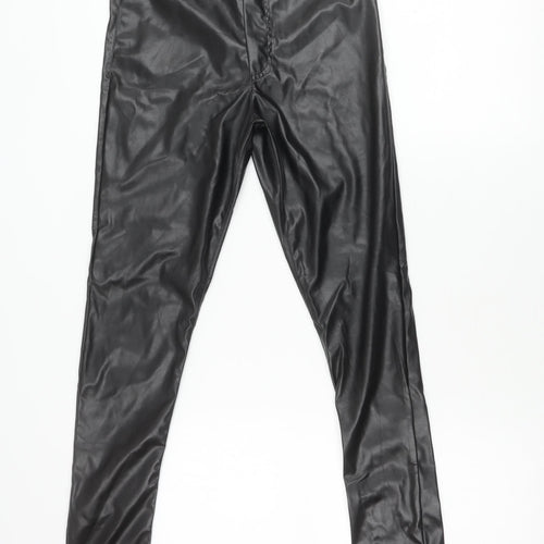 Boohoo Women Black Faux Leather Skinny Trousers UK 6