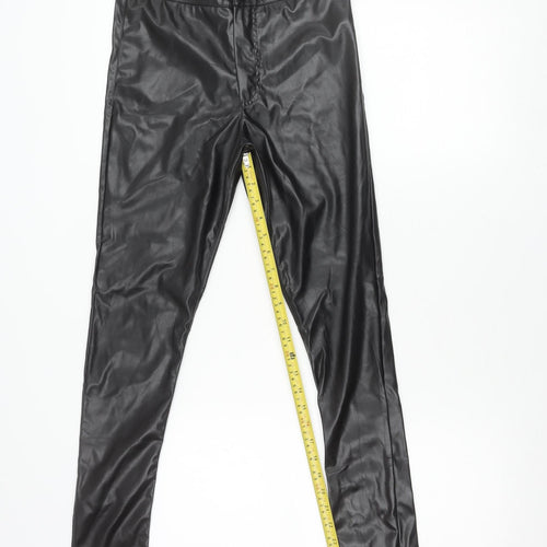 Boohoo Women Black Faux Leather Skinny Trousers UK 6