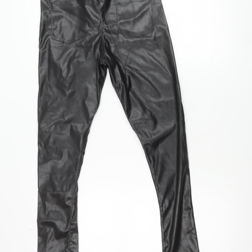 Boohoo Women Black Faux Leather Skinny Trousers UK 6