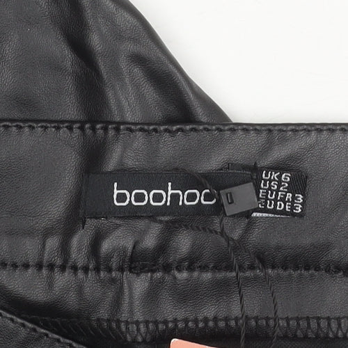 Boohoo Women Black Faux Leather Skinny Trousers UK 6
