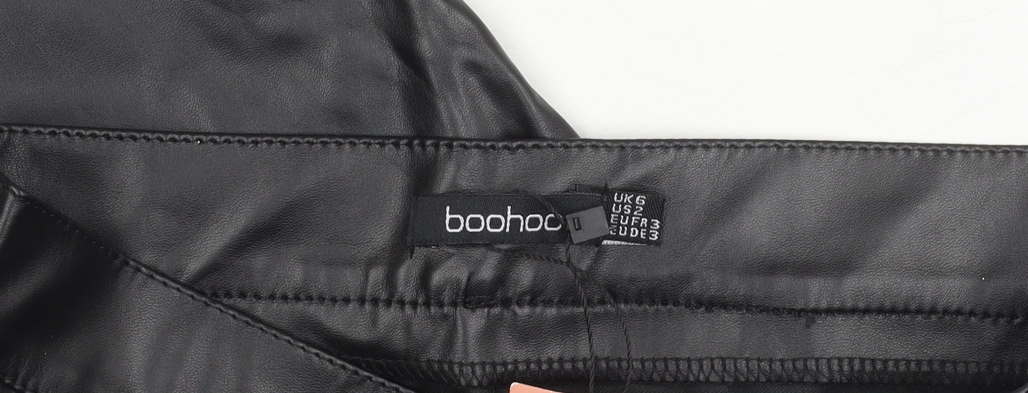 Boohoo Women Black Faux Leather Skinny Trousers UK 6