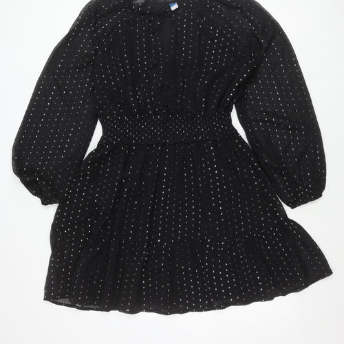 Old Navy Women’s Black Polka Dot Fit & Flare Chiffon Dress M