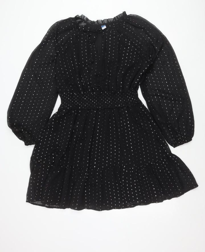 Old Navy Women’s Black Polka Dot Fit & Flare Chiffon Dress M