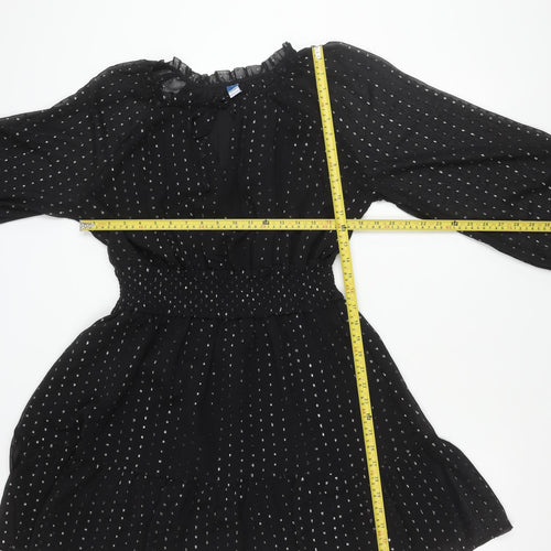 Old Navy Women’s Black Polka Dot Fit & Flare Chiffon Dress M