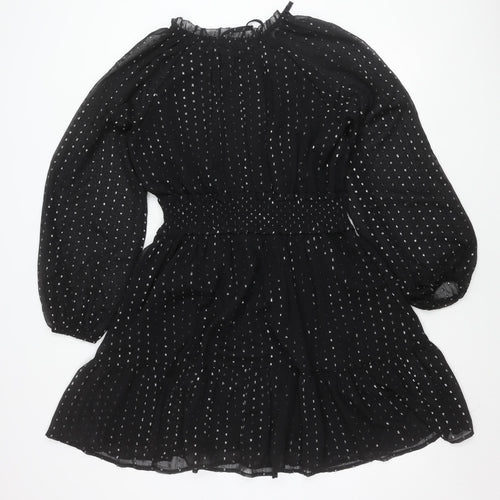 Old Navy Women’s Black Polka Dot Fit & Flare Chiffon Dress M