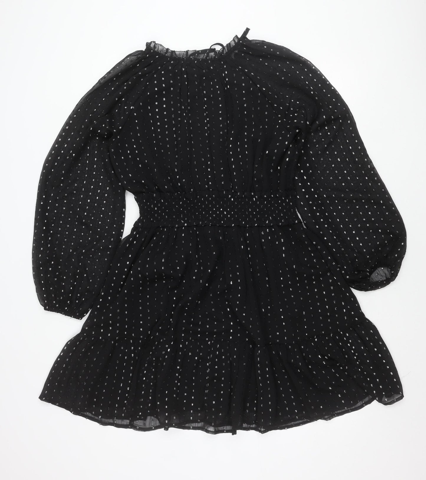 Old Navy Women’s Black Polka Dot Fit & Flare Chiffon Dress M