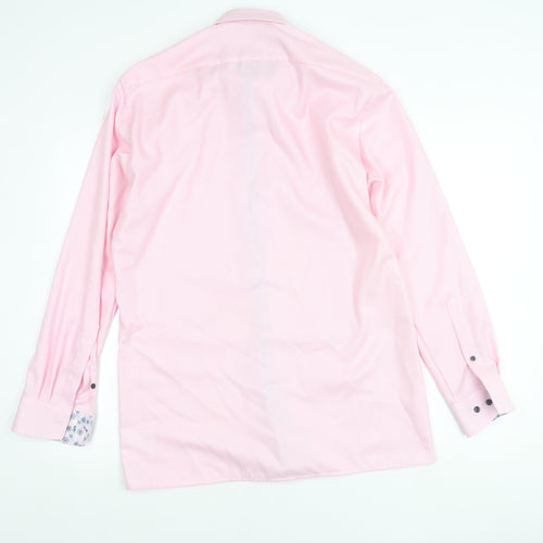 OLYMP Men's Pink Long Sleeve Classic Fit Cotton Business Shirt 15.75in