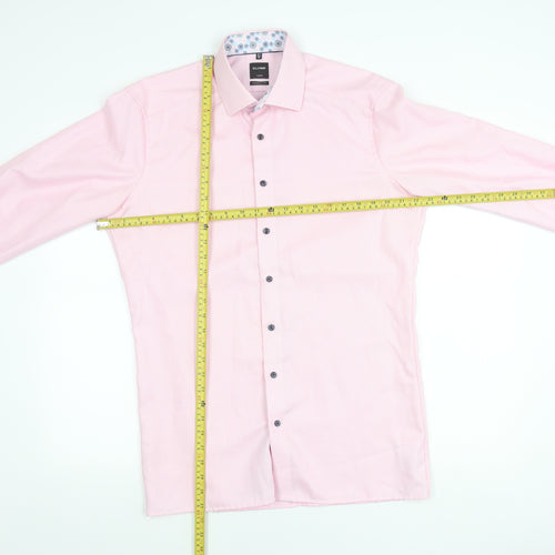 OLYMP Men's Pink Long Sleeve Classic Fit Cotton Business Shirt 15.75in