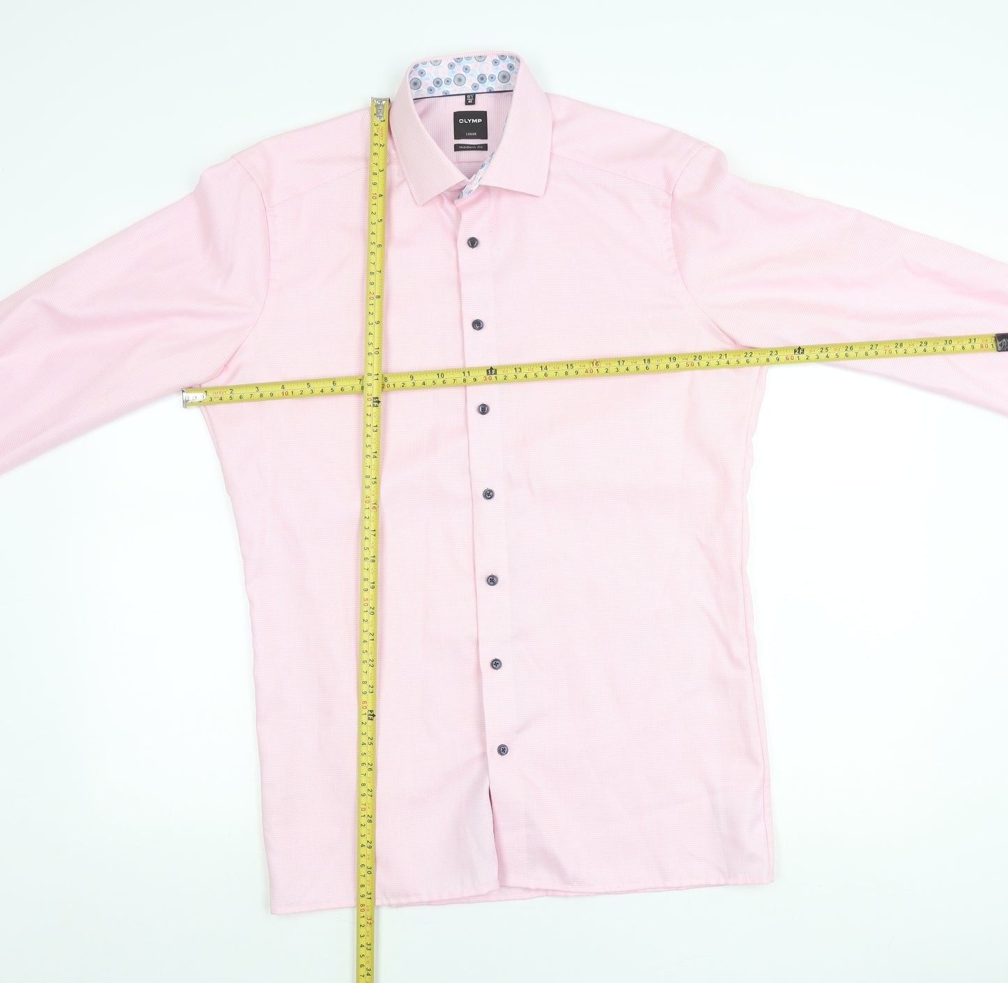 OLYMP Men's Pink Long Sleeve Classic Fit Cotton Business Shirt 15.75in