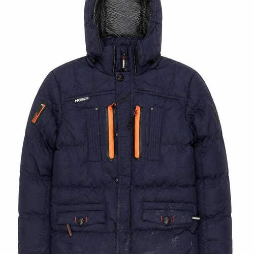 Geographical Norway Boys Blue Puffer Jacket 12 Years Hooded Winter Coat