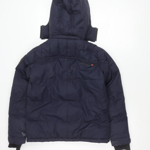 Geographical Norway Boys Blue Puffer Jacket 12 Years Hooded Winter Coat