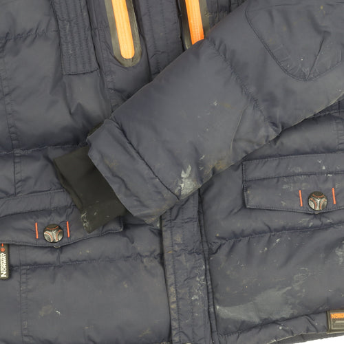 Geographical Norway Boys Blue Puffer Jacket 12 Years Hooded Winter Coat