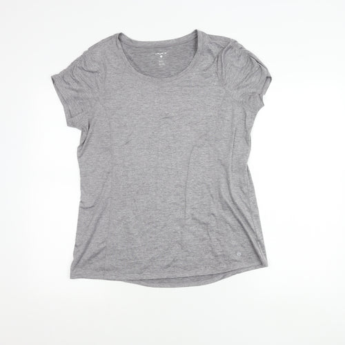 Layer 8 Women's Grey Quick Dry Polyester Blend Active T-Shirt Size L