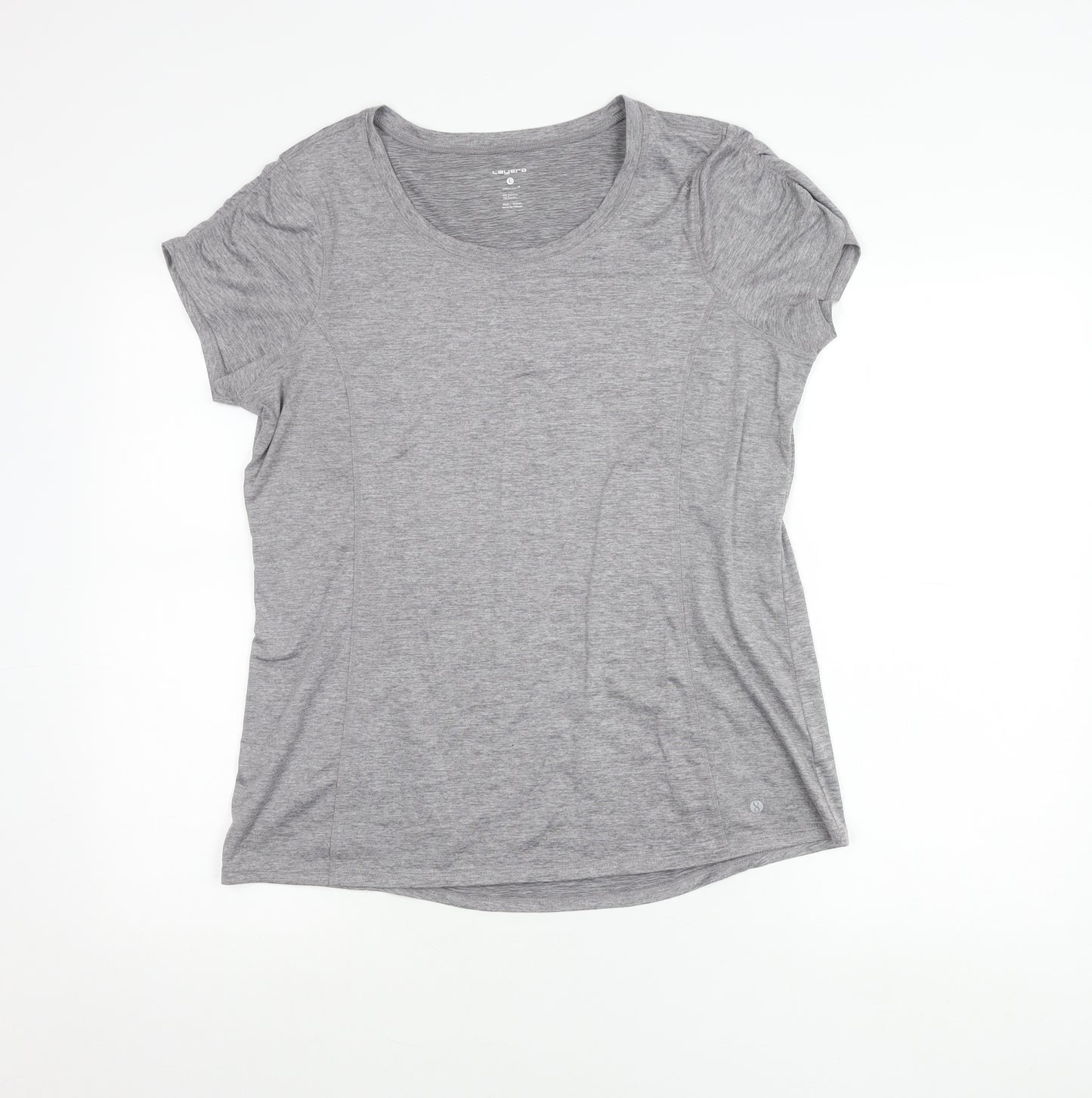 Layer 8 Women's Grey Quick Dry Polyester Blend Active T-Shirt Size L