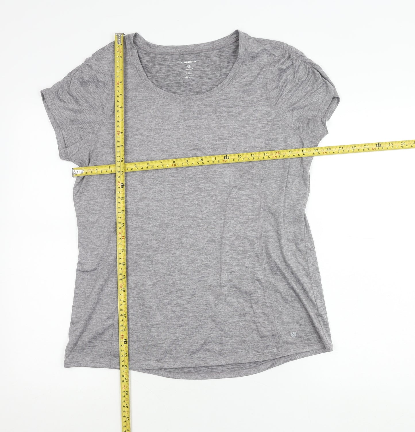 Layer 8 Women's Grey Quick Dry Polyester Blend Active T-Shirt Size L