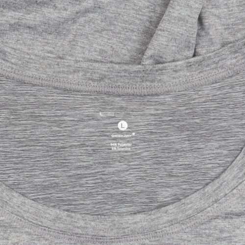 Layer 8 Women's Grey Quick Dry Polyester Blend Active T-Shirt Size L