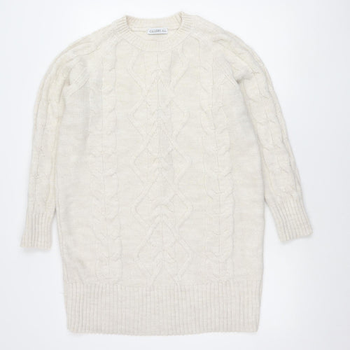 Gallery Women’s Beige Cable-Knit Crew Neck Jumper Size S