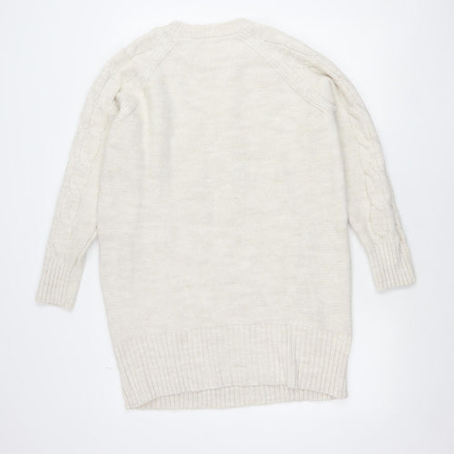 Gallery Women’s Beige Cable-Knit Crew Neck Jumper Size S