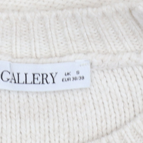 Gallery Women’s Beige Cable-Knit Crew Neck Jumper Size S