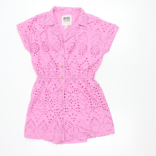 River Island Women Pink Size 8 Broderie Anglaise Playsuit