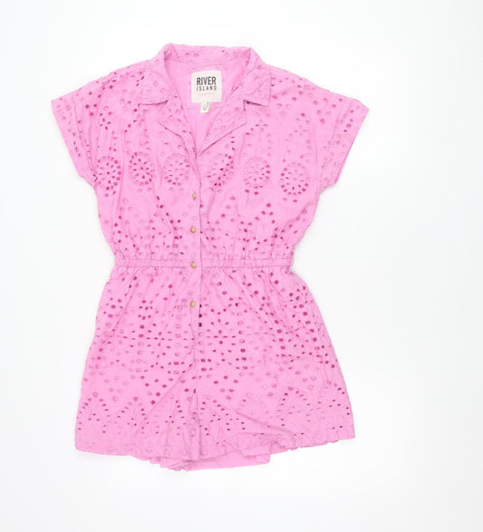 River Island Women Pink Size 8 Broderie Anglaise Playsuit