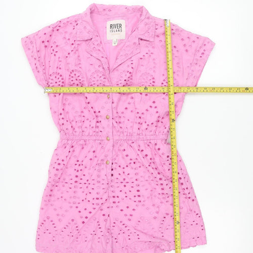 River Island Women Pink Size 8 Broderie Anglaise Playsuit