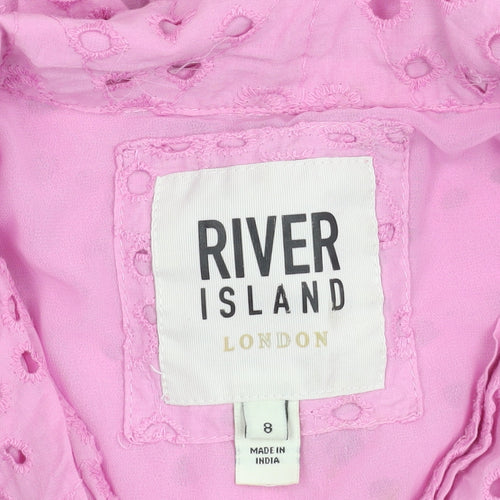 River Island Women Pink Size 8 Broderie Anglaise Playsuit