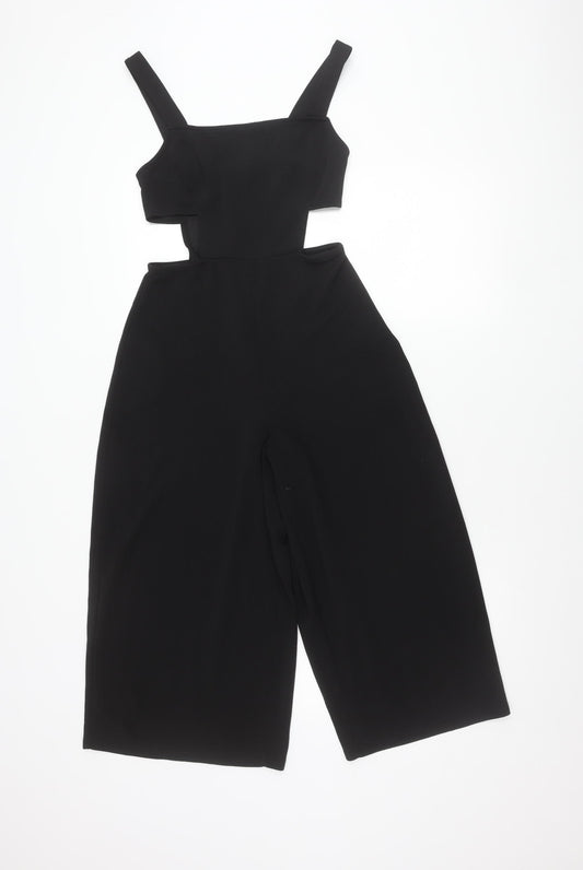 Zara Women Black Square Neck Wide Leg Jumpsuit Size M