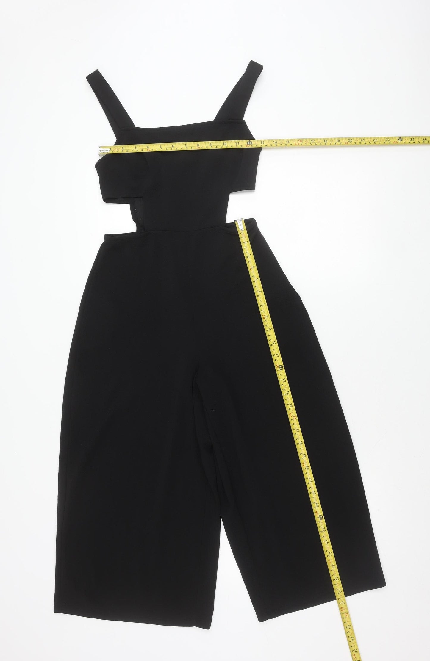 Zara Women Black Square Neck Wide Leg Jumpsuit Size M