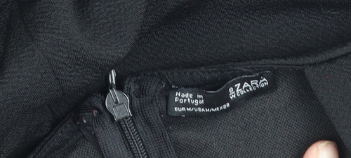 Zara Women Black Square Neck Wide Leg Jumpsuit Size M