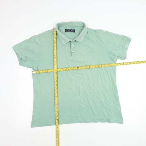 Paul Costelloe Men's Green XL Cotton Short Sleeve Polo Shirt