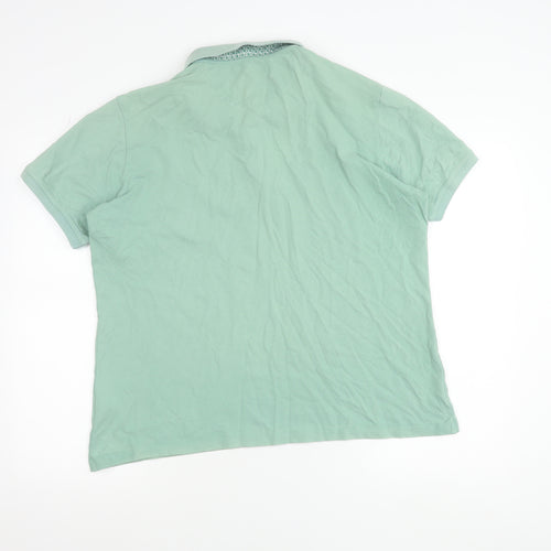 Paul Costelloe Men's Green XL Cotton Short Sleeve Polo Shirt