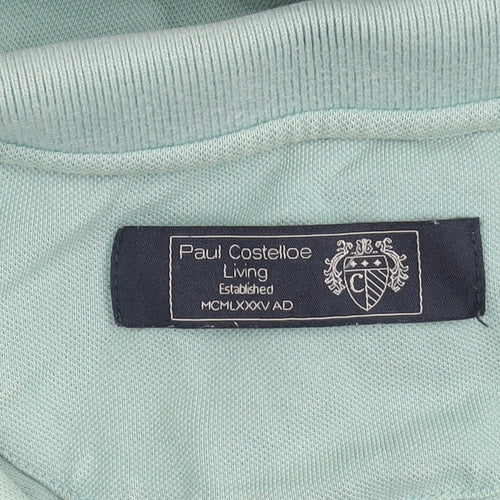 Paul Costelloe Men's Green XL Cotton Short Sleeve Polo Shirt